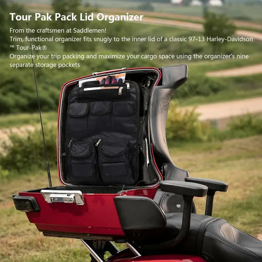 Чехол для мотоцикла Tour Pak с подкладкой и органайзером карман хранения сумка Harley