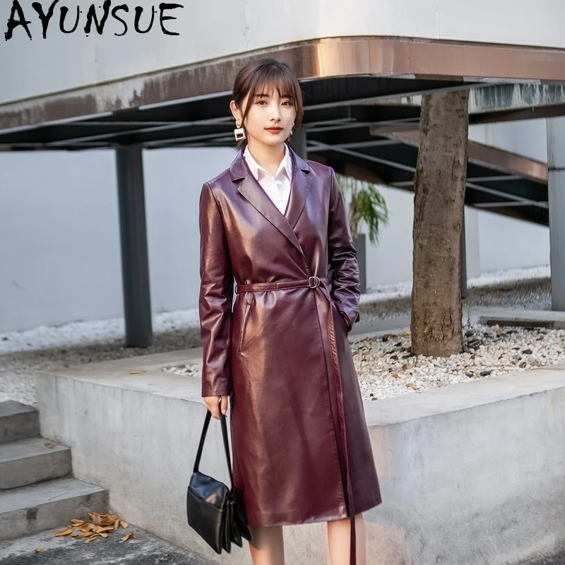 JCBC 2021 Genuine Leather Jacket Women Long 100% Sheepskin Coat Spring Autumn Windbreaker Real Leather Jackets Chaqueta Mujer 96