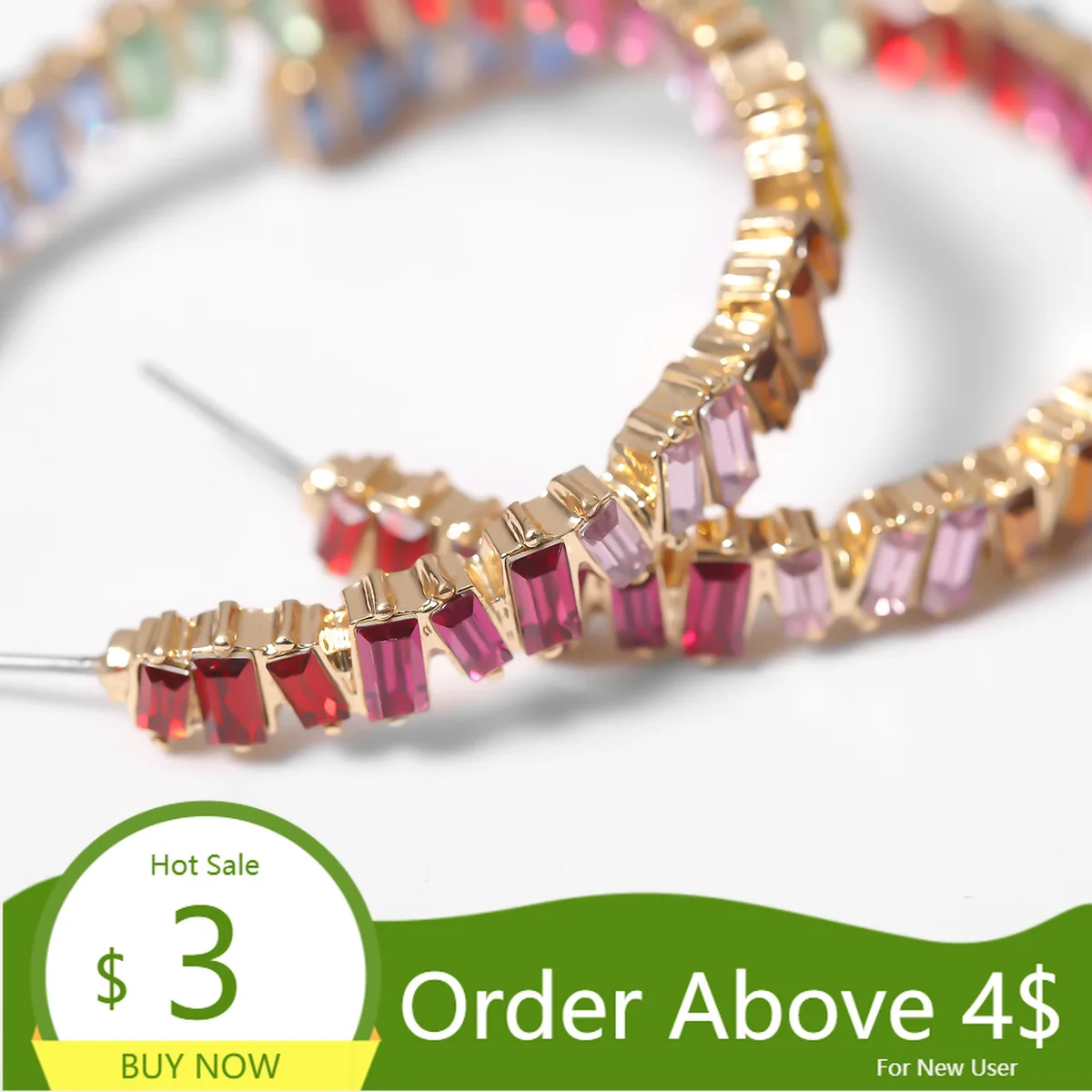 Геометрические серьги Visisap в форме буквы C для женщин характерные цветные круглые