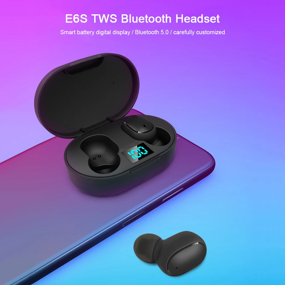 СВЕТОДИОДНЫЙ беспроводной наушники Bluetooth 5,0 E6S A6S PK Red mi Airdots гарнитура стерео с mi c спортивные наушники PK mi наушники TWS