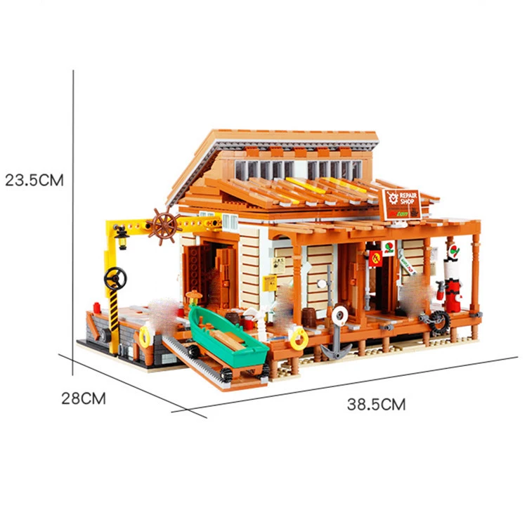 

12004 MOC Building Blocks Shipyard Old Finshing Store Model Assembly Brick Toys For Children Gift