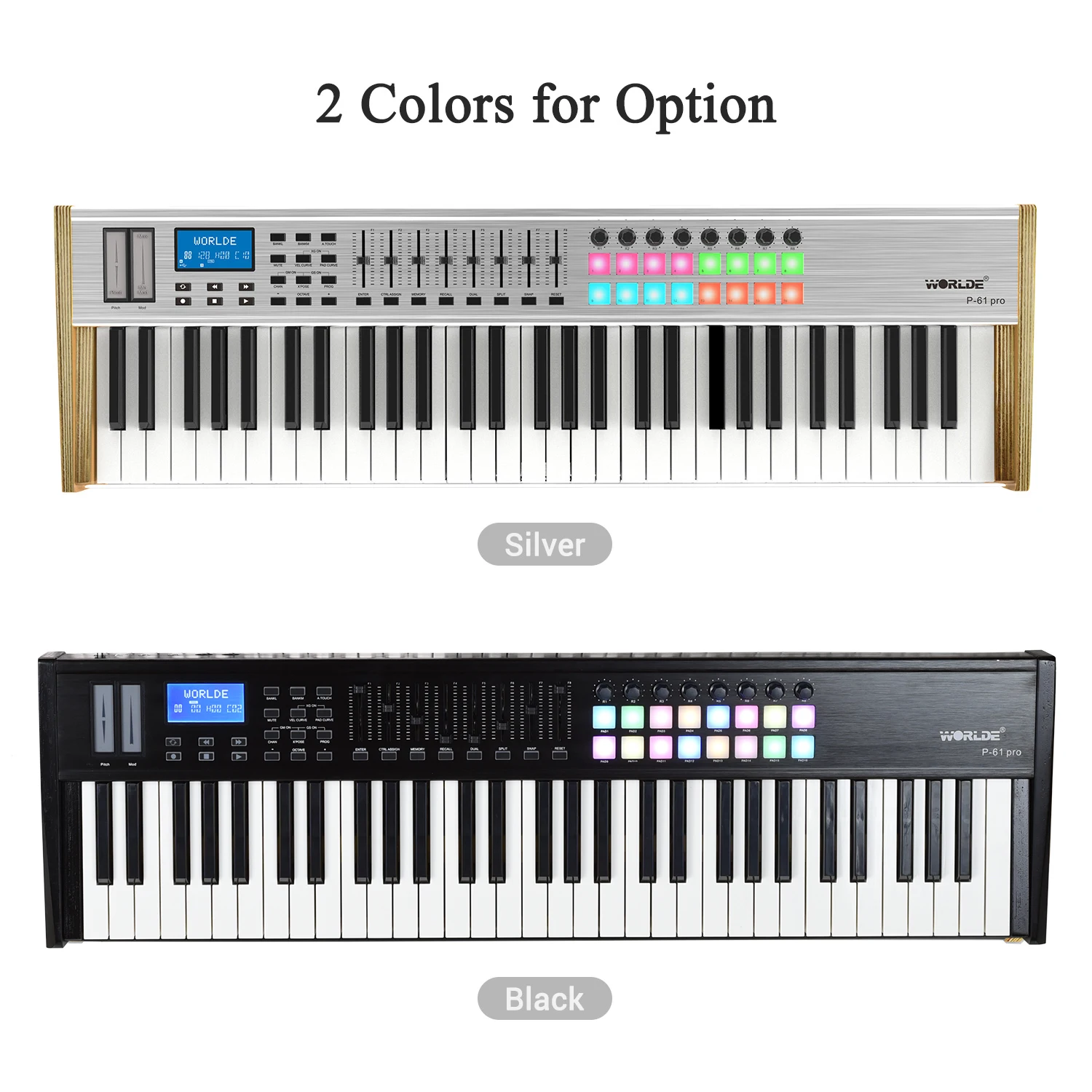 На выбор P-61 Pro 61-ключ USB MIDI контроллер клавиатуры ЖК-дисплей Дисплей с 61