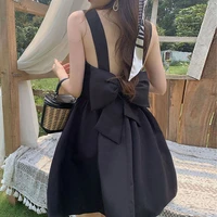 2021 korean summer sexy tank dress women for party backless bowknot black hepburn mini dresses sleeveless vintage sweet sundress