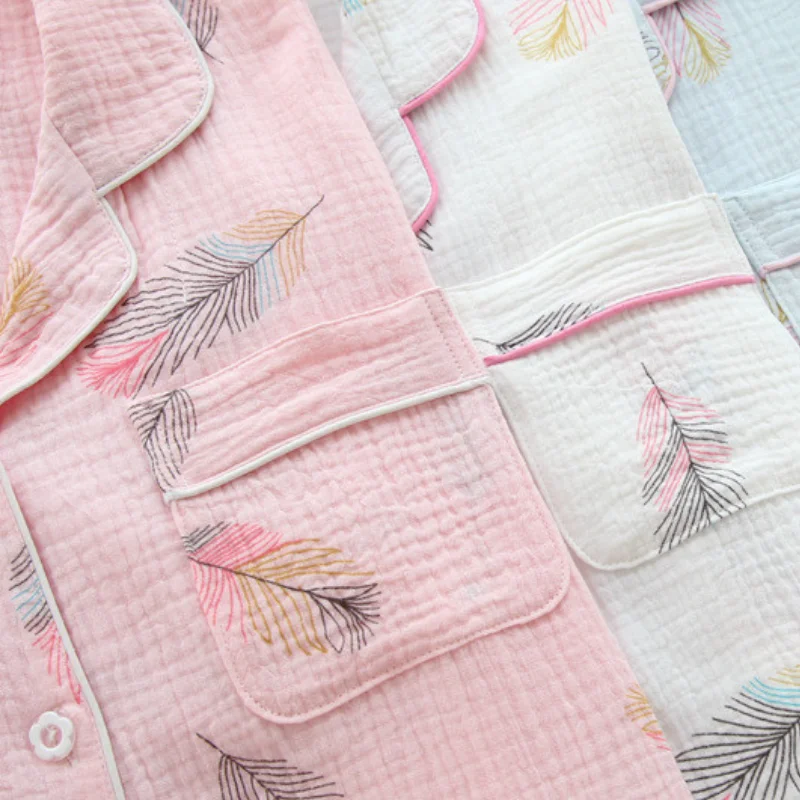 Пижама женская длинная с отложным воротником и короткими рукавами | Женская