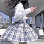Юбка школьная в школьную клетку, с завышенной талией, в японском стиле преппи