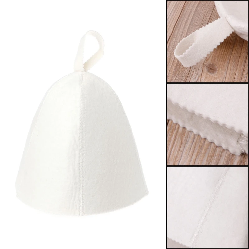 

White Wool Sauna Hat Anti Heat For Bath House Head Protector Russian Style
