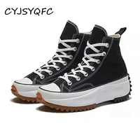 cyjsyqfc new run star platform women canvas shoes trend lace up thick bottom casual ladies sneakers wild light vulcanized shoes