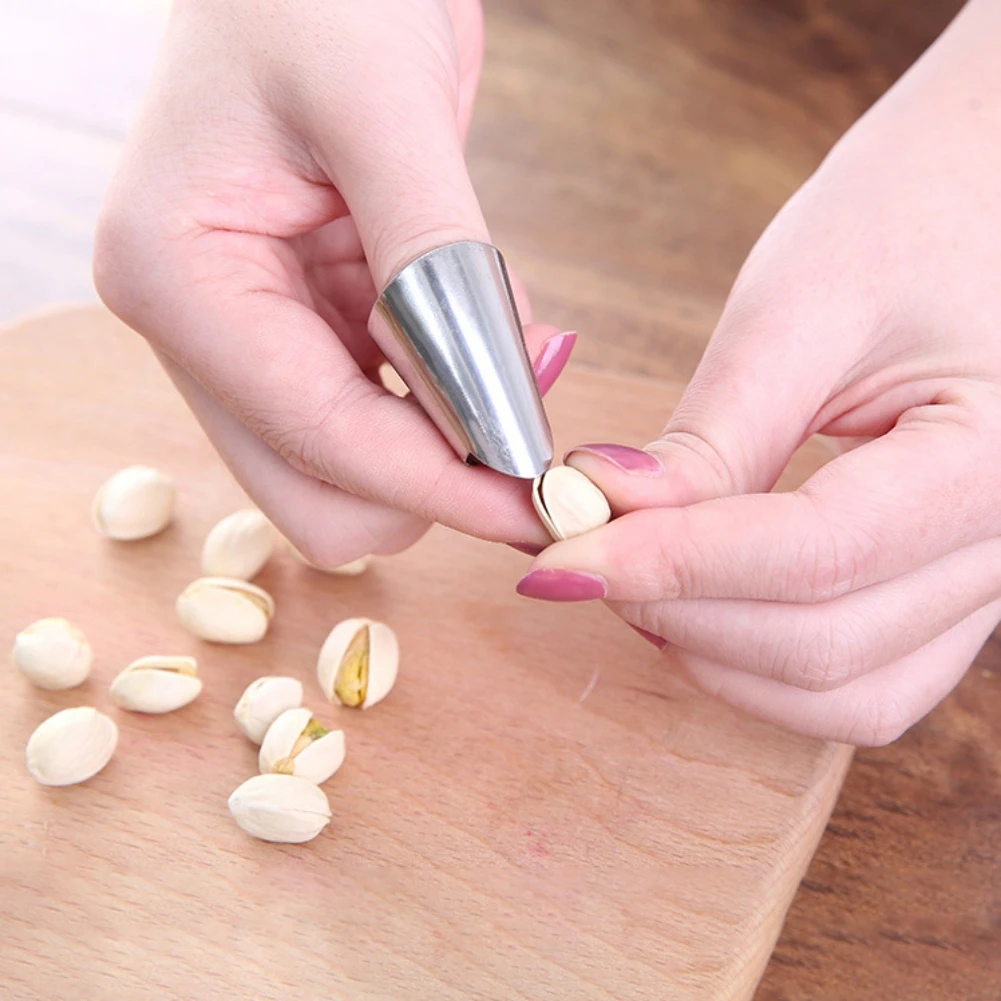 

2pcs Stainless Steel Kitchen Cutting Protection Tools Finger Protectors Peanut Sheller Vegetable Nuts Peeling Hand Finger Guard