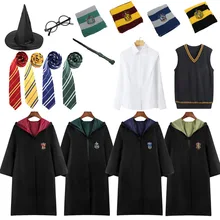 Wizard Cosplay Sorcerer Costume for Adult Party Dress Slytherin Uniform Full Set Magic Robe Cloak Halloween Costumes for Kids