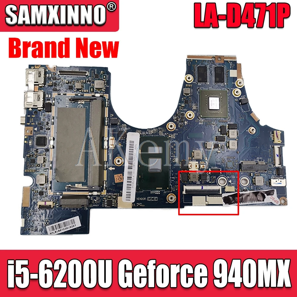

SAMXINNO LA-D471P Motherboard For Lenovo 710-14ISK 710-14IKB LA-D471P laptop Mainboard with i5-6200U Geforce 940MX