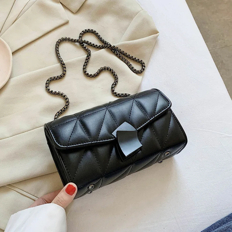 

Autumn and winter2020new fashion ladies all-match chain messenger bag shoulder small square bag high-quality PU small bag female