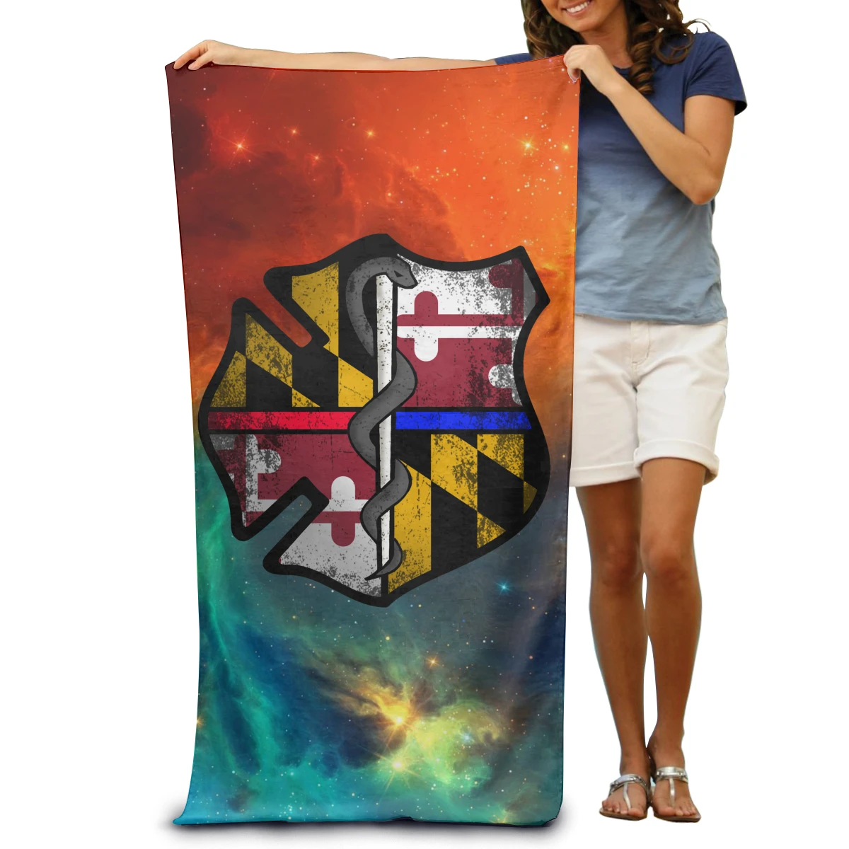 

Maryland State Firefighter Volunteer Star Of Life EMT Microfiber Quick Dry Travel Bath Beach Camping Gym Yoga Swimming Fabric