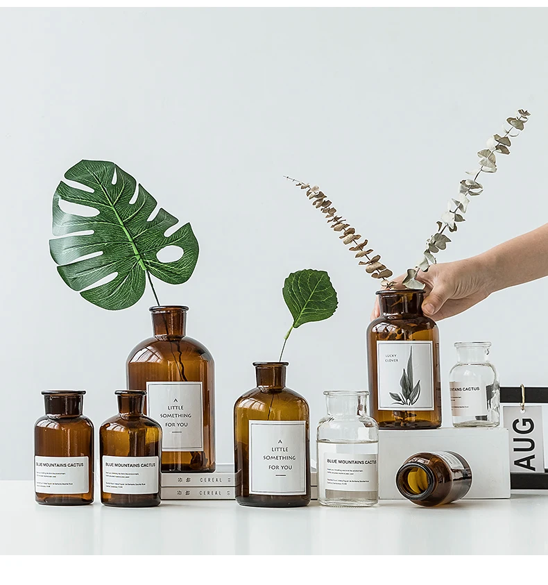 Прозрачная ваза с ярлыком для ВАЗ Скандинавская простая декоративная широким