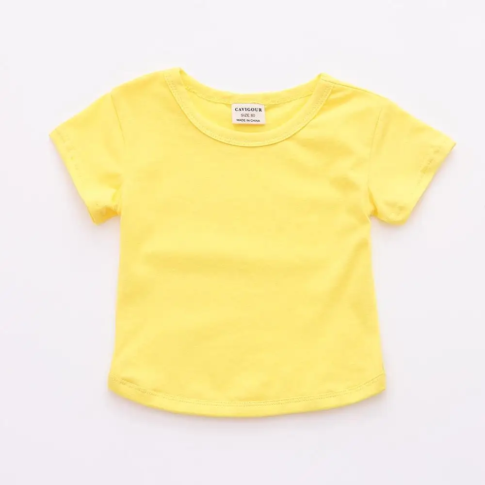 Yellow Футболка для новорожденных девочек верхняя одежда Зимняя Повседневная теплая Однотонная футболка с короткими рукавами для маленьких мальчиков Camisetas Koszulka - Цвет: Yellow