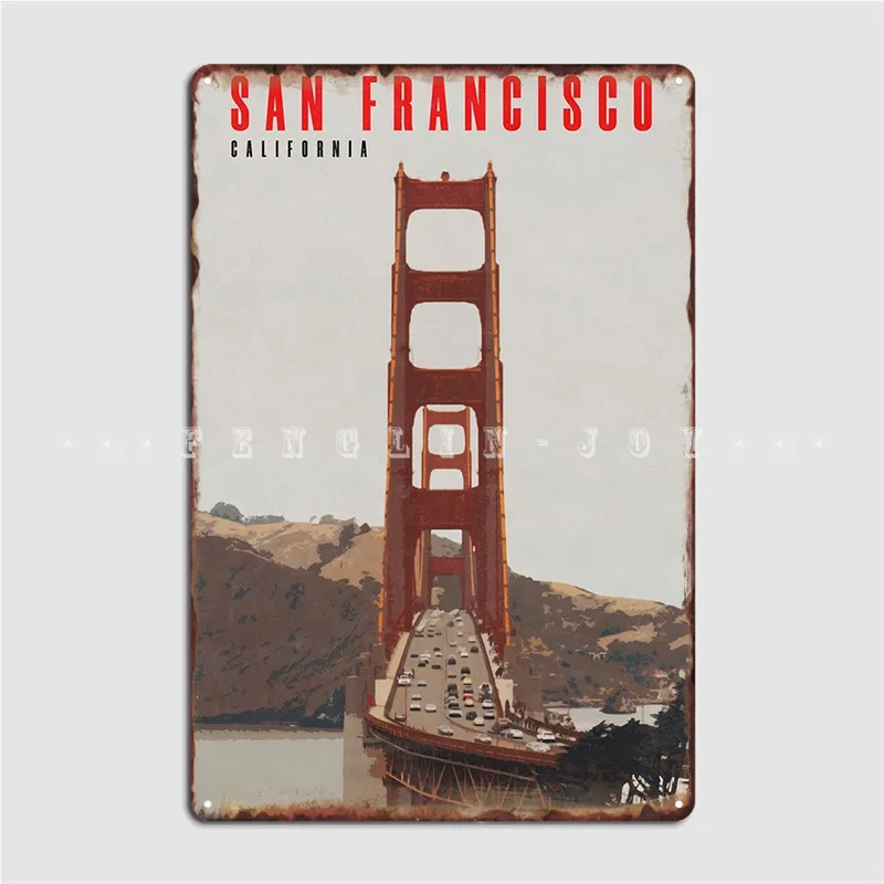 

San Francisco Vintage Metal Sign Club Party Living Room Retro Painting Décor Tin Sign Poster