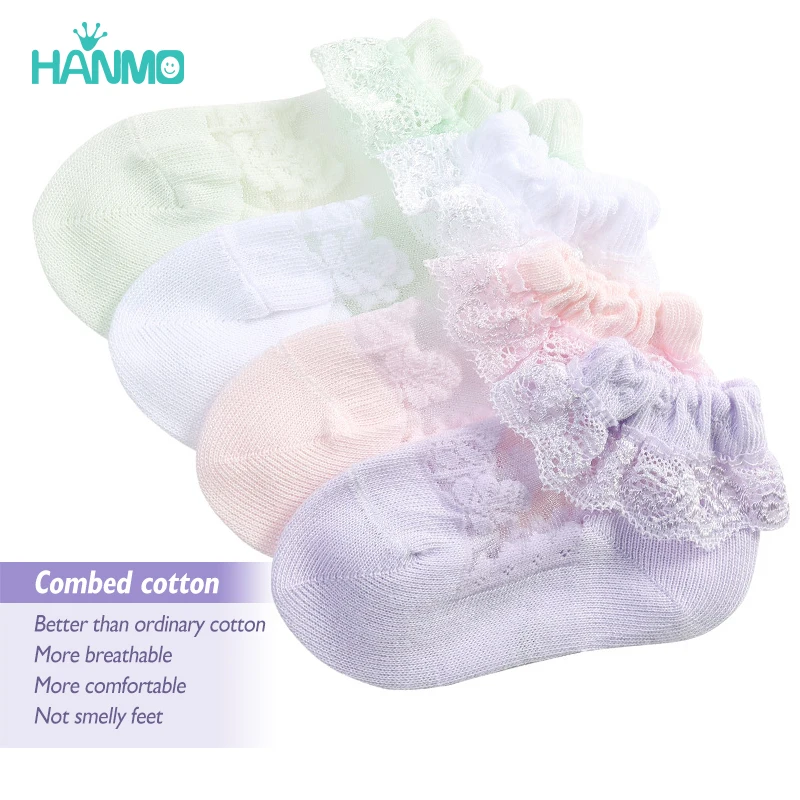 Summer Girl Socks Cute Lace Flower Mesh Newborn Baby Socks Cotton Baby Girl Bowknot Socks Anti Slip Socks