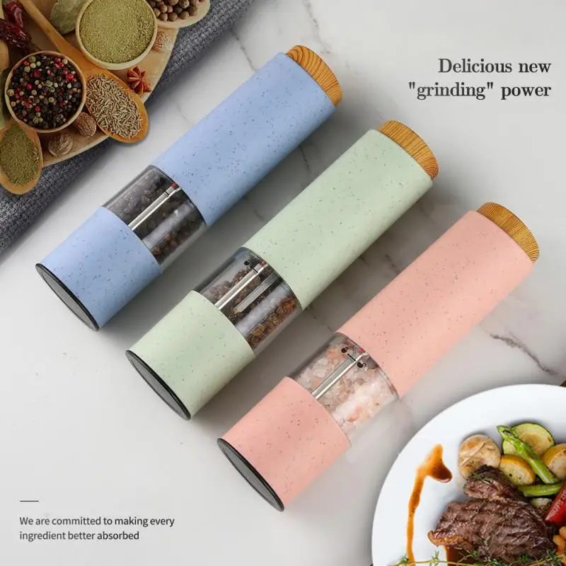 

Automatic Salt Pepper Grinder Set Electric Plastic Ceramic Burr Mill For Herb Pepper Spice Adjustable Kitchen Grinding Gadgets