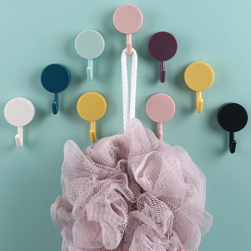 

10pcs Strong Adhesive Sticker Wall Hanging Kitchen Creative Cute Hanging Hook No Trace Free Perforated Door Bathroom Sticky Hook