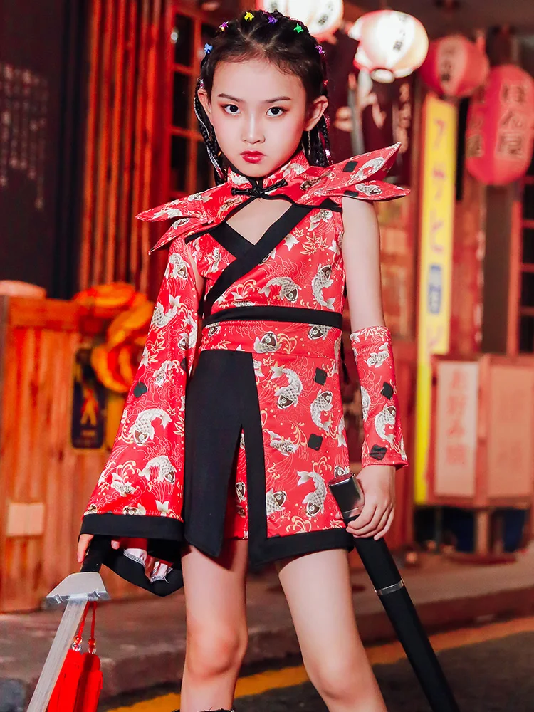 Детский костюм для джазовых танцев в китайском стиле модель подиума выступления