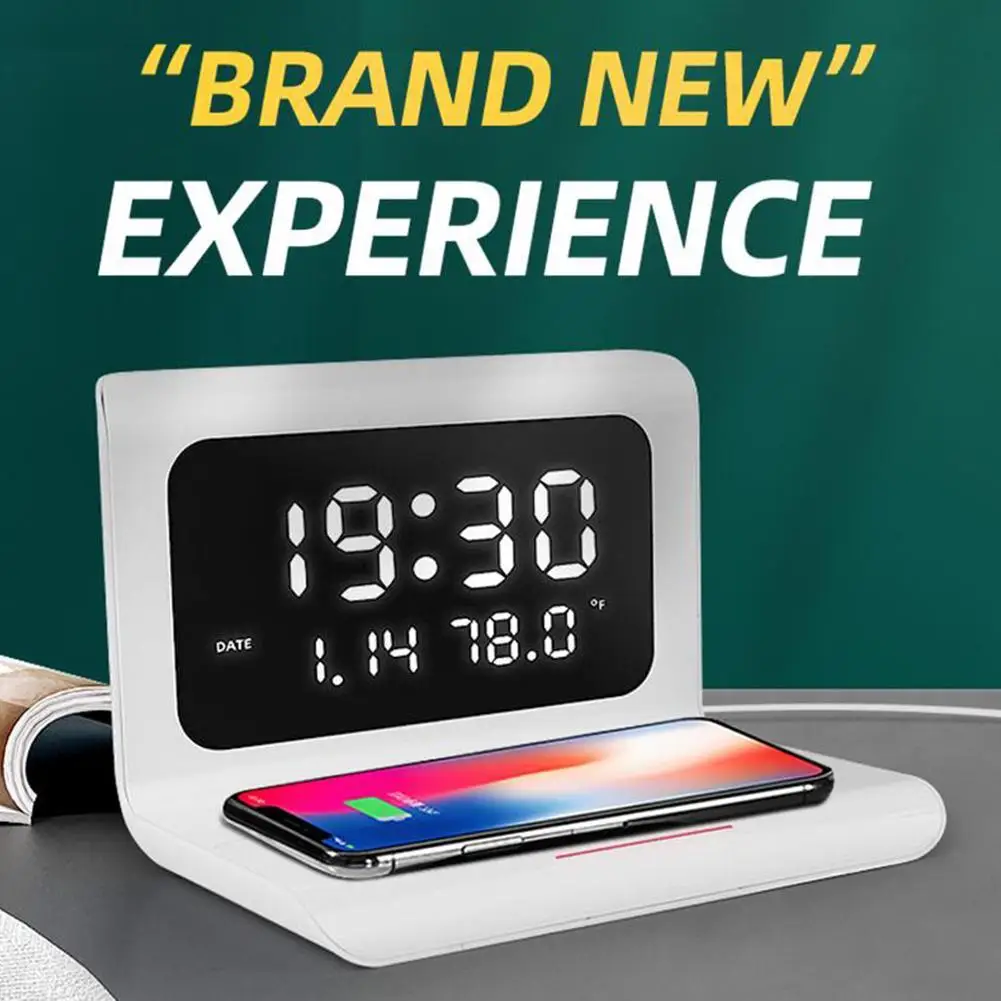 

Led Electric Alarm Clock with Phone Charger Wireless Clock Charger Phone Qi Alarm Wireless Digital Thermometer Led Electric G1P8