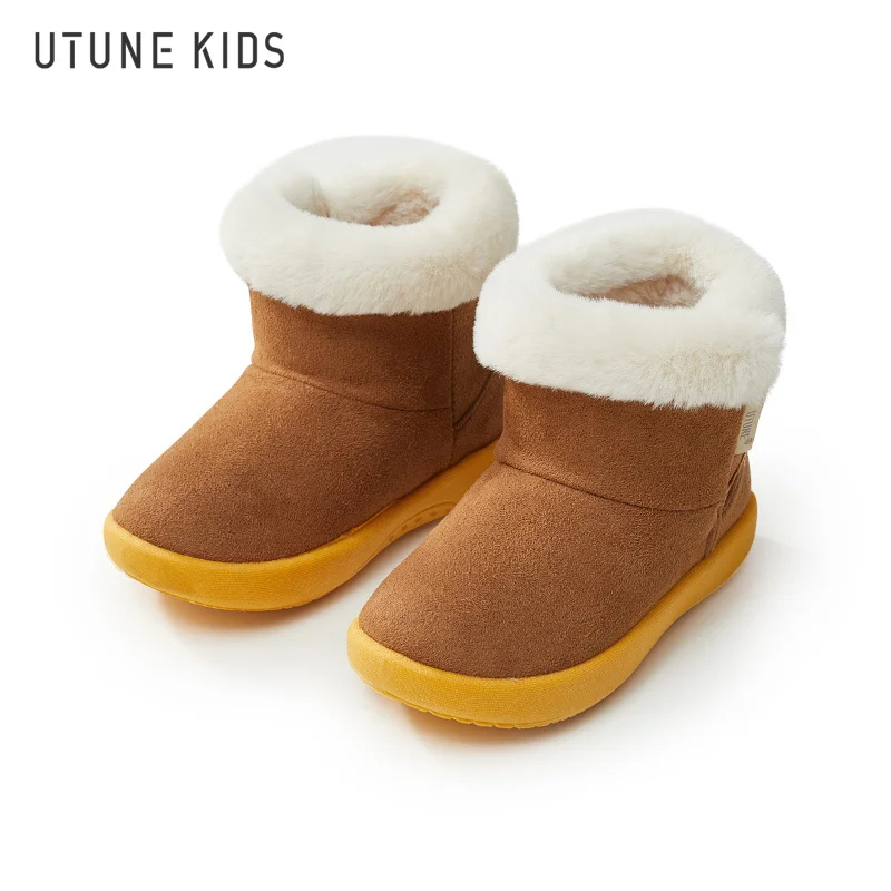 

UTUNE KIDS Детские зимние ботинки для мальчиков на липучке для 4 лет, легкая в носке обувь, Нескользящие уличные тапочки для мальчиков старшего возраста 5/6