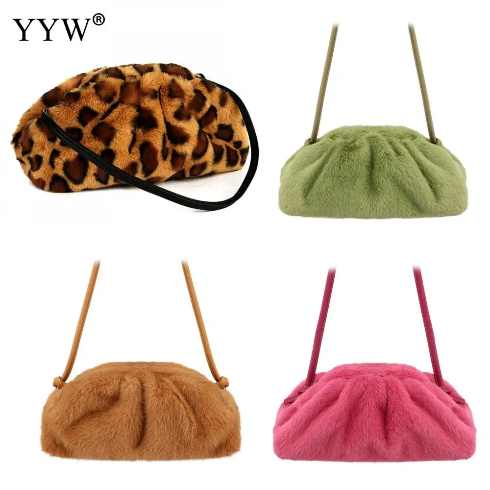 

YYW Clutch Bag Women'S Leopard Flannelette Crossbody Bags For Women 2019 Fashion Winter Purse And Handbag Girl Soft Daybag