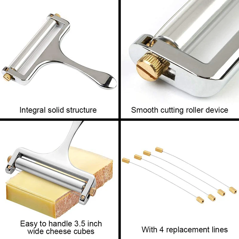 Cheese Slicer Adjustable Thickness Heavy Slicers with Wire for Soft & Semi-Hard Cheeses -4 Cutting Included | Дом и сад