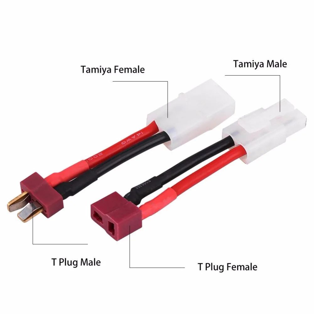 Hot Sale RC Parts Plug Cable 2Pcs/Set 5cm T Female / Male to Tamiya Adapter 14 AWG Wire Accessories | Игрушки и хобби