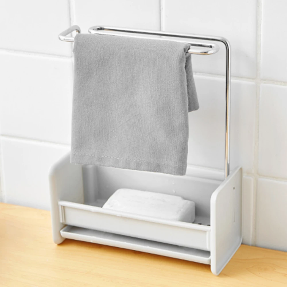 

Kitchen Sponge Rack Sink Cleaning Brush Rack Drain Tray Tray Rag Rack Hollow Out Design Durable High Quality Storage Rack