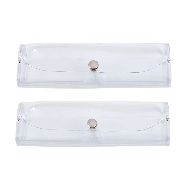 

2 PCS Clear Press Button Closure Plastic Eyeglasses Case