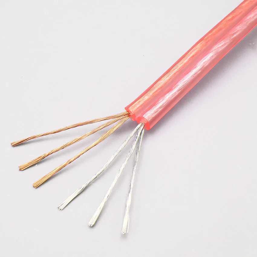 Кабель для динамика из бескислородной меди 5 м прозрачный розовый аудиопровод (RVB