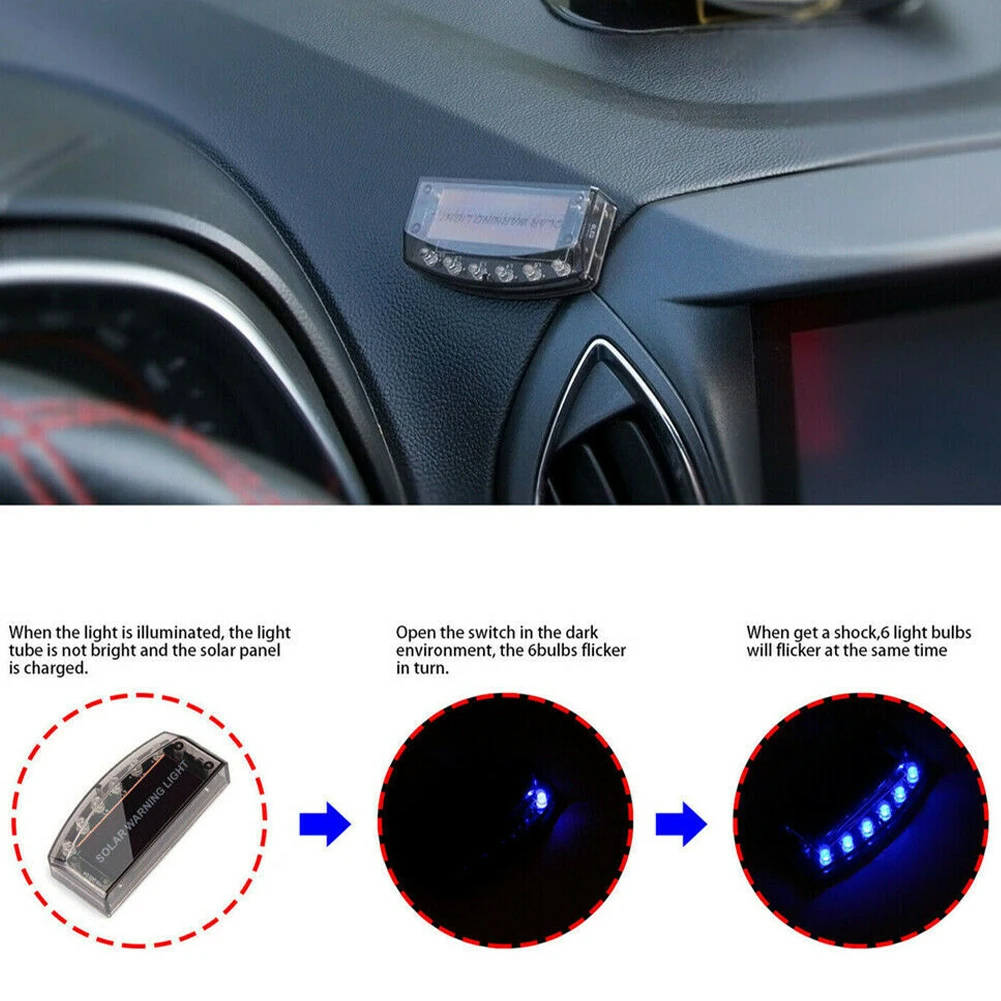 

SUHU 1PC Car LED Fake Dummy Alarm Warning Light Solar Power Simulated Security Anti-Theft Flashing Imitation Light Caution Lamps