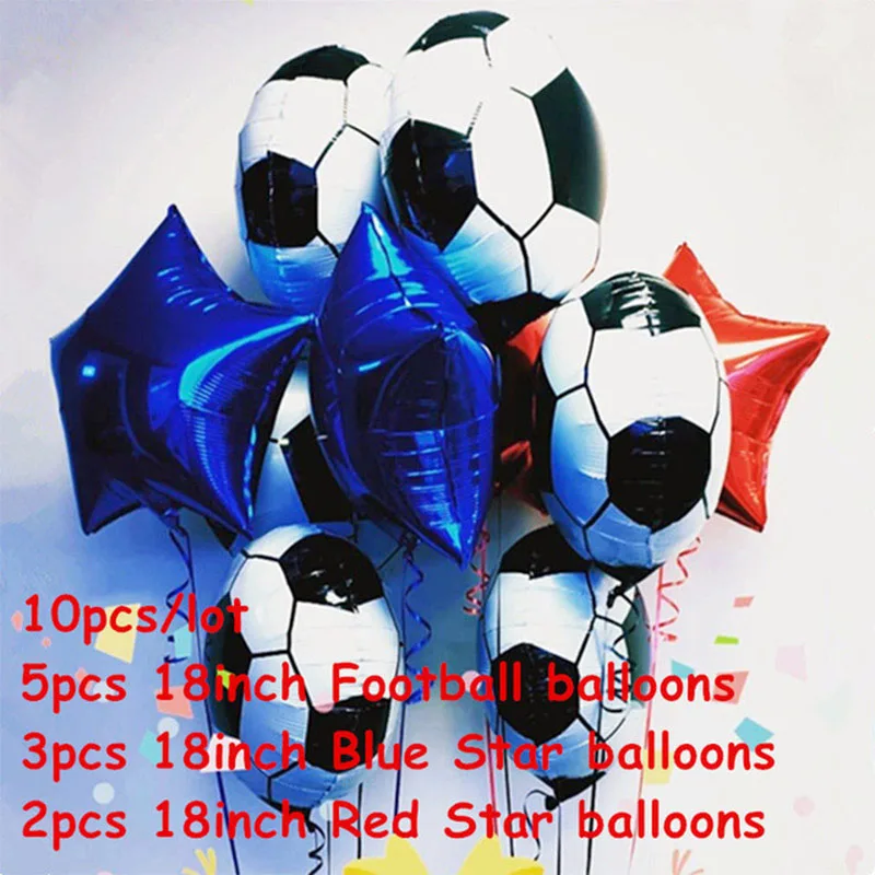 10pcs Football Soccer Theme Party Round Balloons Black White Confetti Helium Balloon Sports Meet Boy Decoration Supplies | Дом и сад