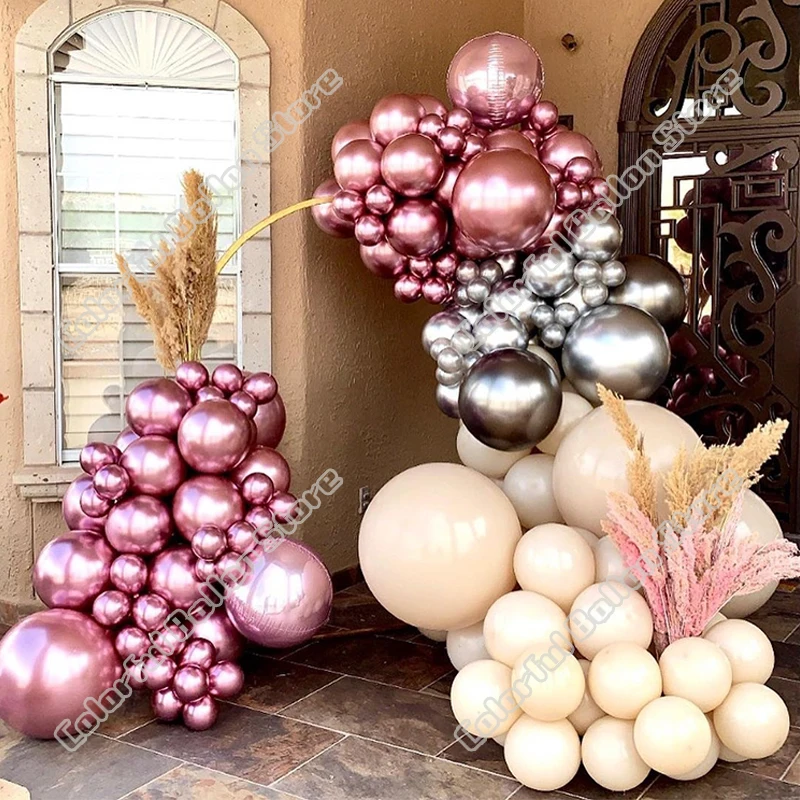 

132pcs 4D Pearl Gold Latex Balloon Arch Kit Gold Double Apricot Balloon Garland Birthday Party Baby Shower Event Decoration
