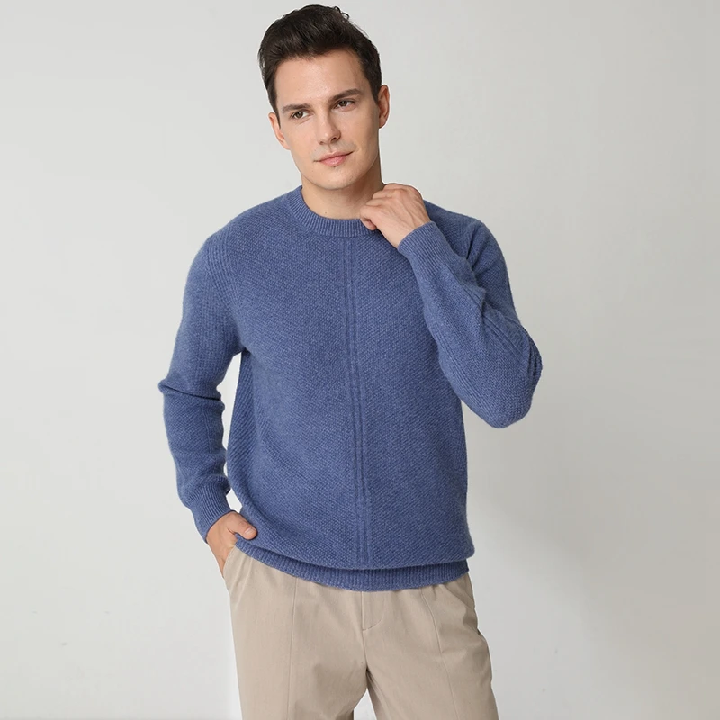 New Fashion 100% Pure Cashmere Knitted Jumpers Men Sweaters  2021 Winter Soft O-neck Male Thicker Pashmina Knit Clothes
