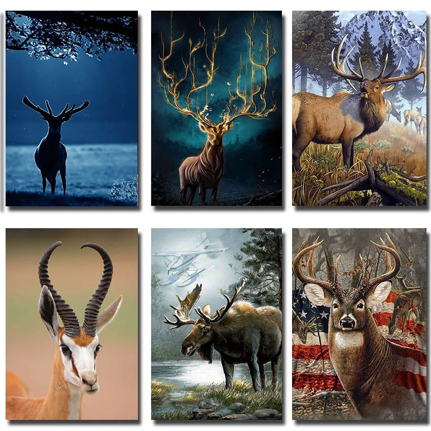 Полностью квадратный олень Из алмазной вышивки DIY 3D Алмазная мозаика дикие