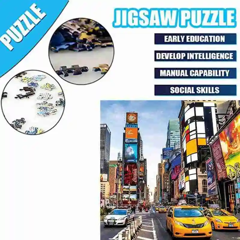 

1000 Pieces Jigsaw Puzzles Educational Toys Time Square Toy Puzzle For Kids Gift Adults Interactive Birthday Educational J0P6