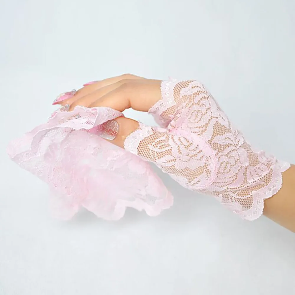 

Best Sale Sailor Dance Long Fingerless Womens Sexy Lace Gloves Ladies Half Finger Fishnet Gloves Heated Mesh Mitten Handschoenen
