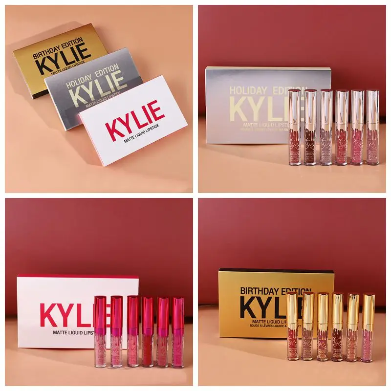 

Новинка 6 шт./компл. день рождения, Матовая жидкая помада, набор детской помады + подарок