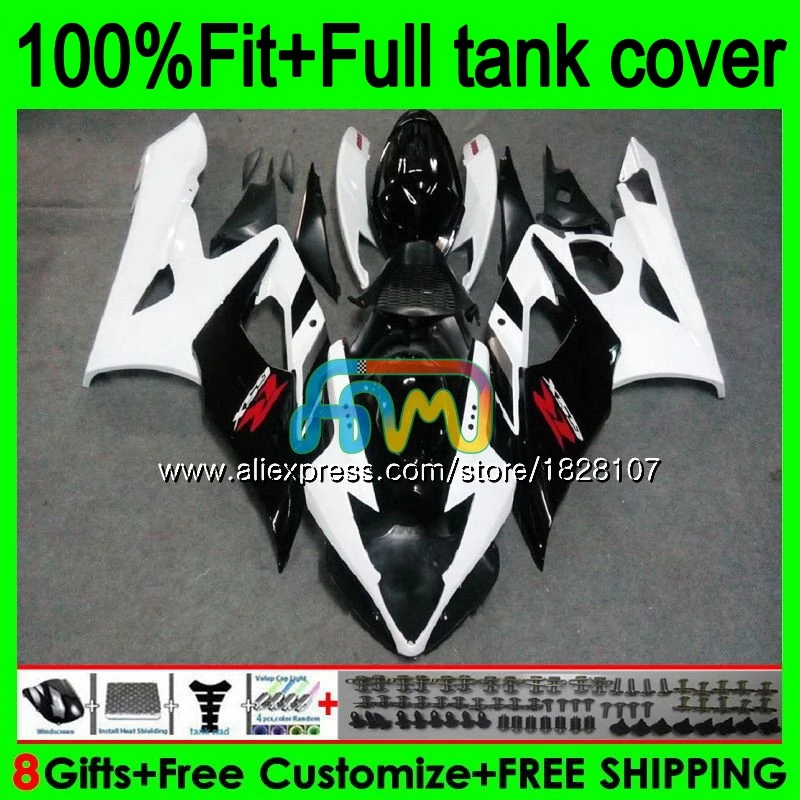 

Инъекция для SUZUKI GSXR1000, белого, черного цвета, модель K5 GSXR-1000 GSX R1000 98b. 4 GSX-R1000 GSXR 1000 CC 1000CC 05 06 2005 2006 обтекатель