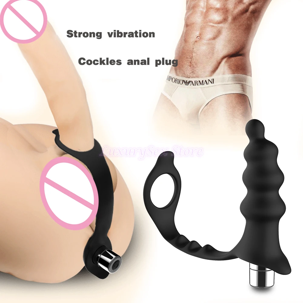 Анальная пробка кольцо для пениса вибратор мужчин массажер простаты анальные