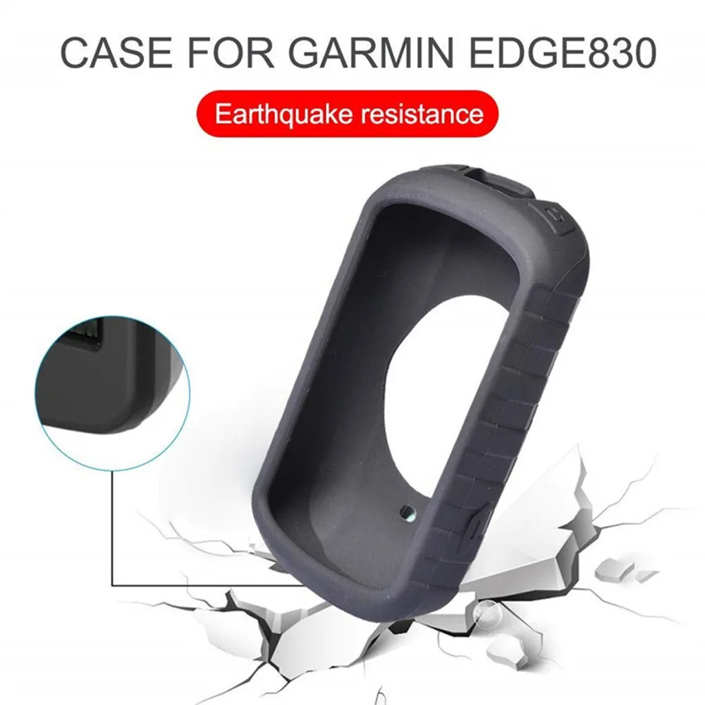 For Garmin Edge 830 530 GPS Case Slip-proof Silica Gel Case and 2PCS Clear 9H Anti-knock Tempered Glass Screen Protector 830 530
