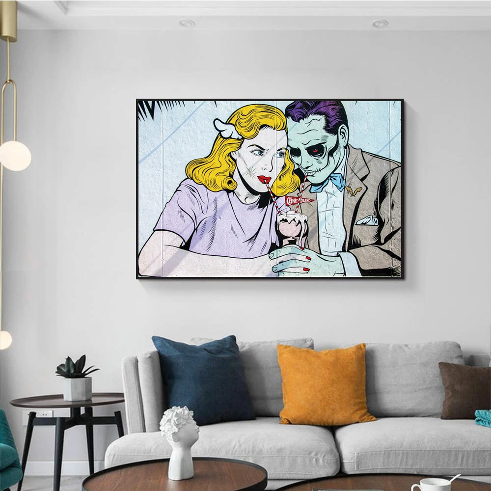 

Laeacco Love Couple Modern Fashion Canvas Painting Salon Posters Prints Nordic Wall Art Pictures Living Room Home Decor HD