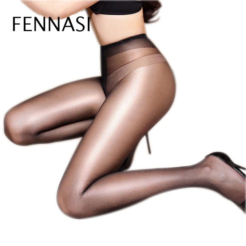 FENNASI блестящие колготки T Cortch прозрачные женские эротические Бесшовные черные