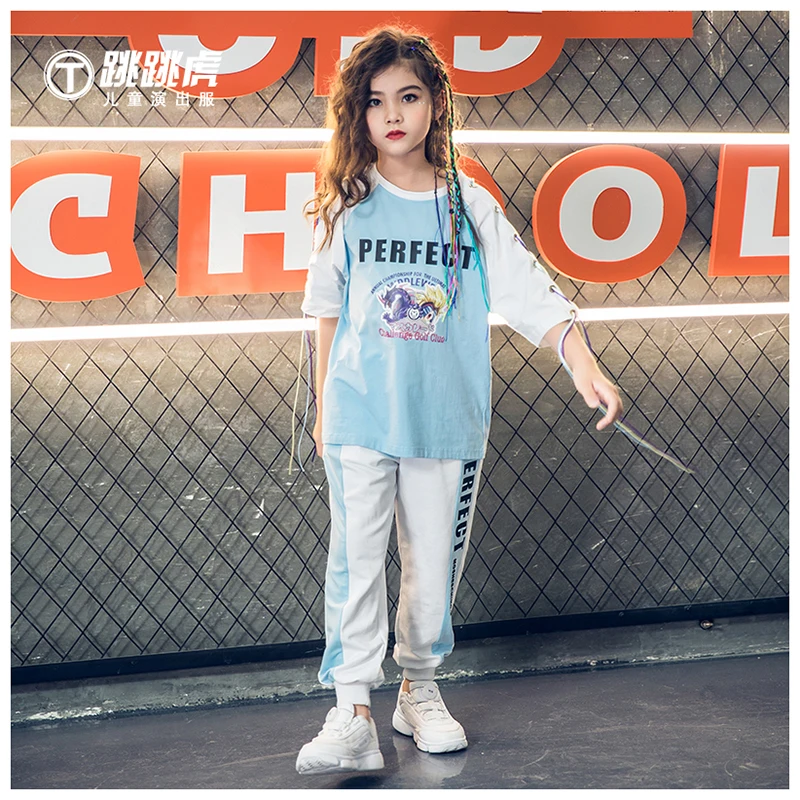 

New Dance Costume Girls Stage Clothes Kids Hip Hop Stroj Taneczny Girls Jazz Costume Street Clothing Jazz Stage Costume VDB739