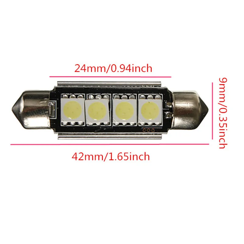 1 шт. гирлянда 42 мм Светодиодная лампа 5050 SMD Canbus Авто Интерьер Купол Лампа Парковка