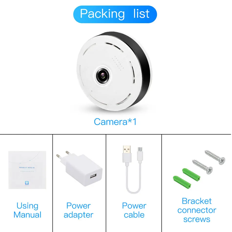 2.0MP Full view wifi 360 градусов двухстороннее аудио Панорамное 1080P рыбий глаз Беспроводная интеллектуальная ip-камера V380 мини-камера