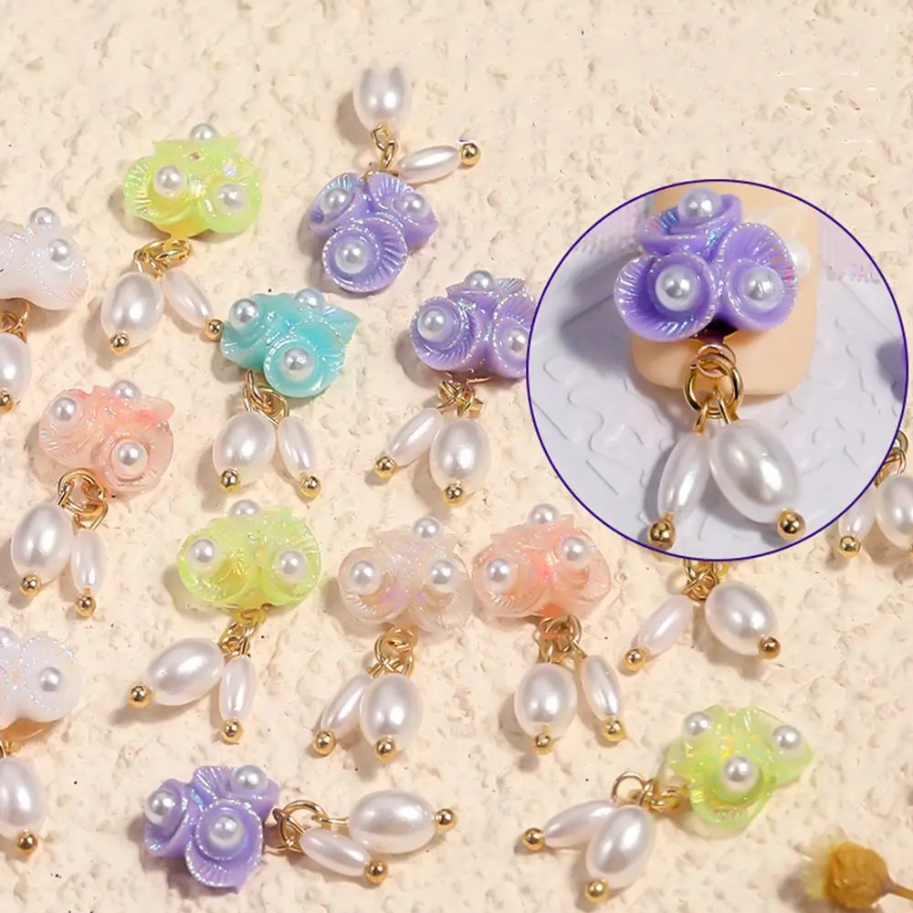 

Elegant Charm Shiny Aurora Shell Manicure Accessories Pearl Pendant DIY Nail Art Decorations Flower Nail Art Jewelry