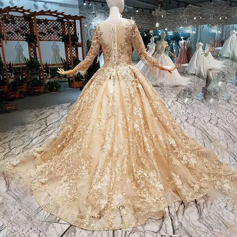 LS147944 роскошные женские вечерние платья в Дубае с круглым вырезом и длинным