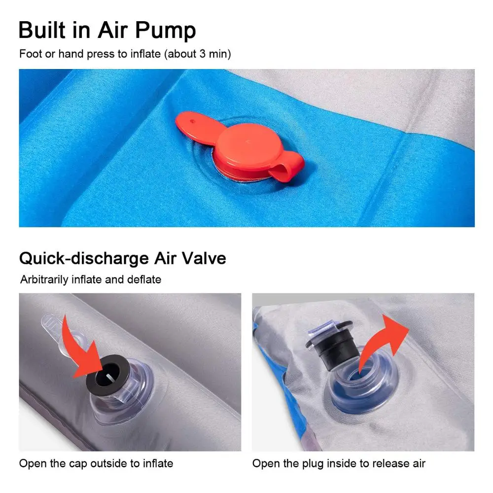 Самонадувной матрас Rooxin толстый теплый туристический для кемпинга надувной